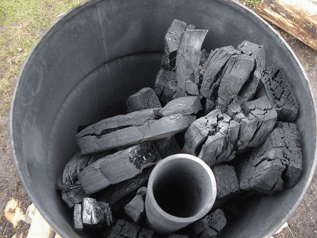 A simplified explanation of the process of making charcoal